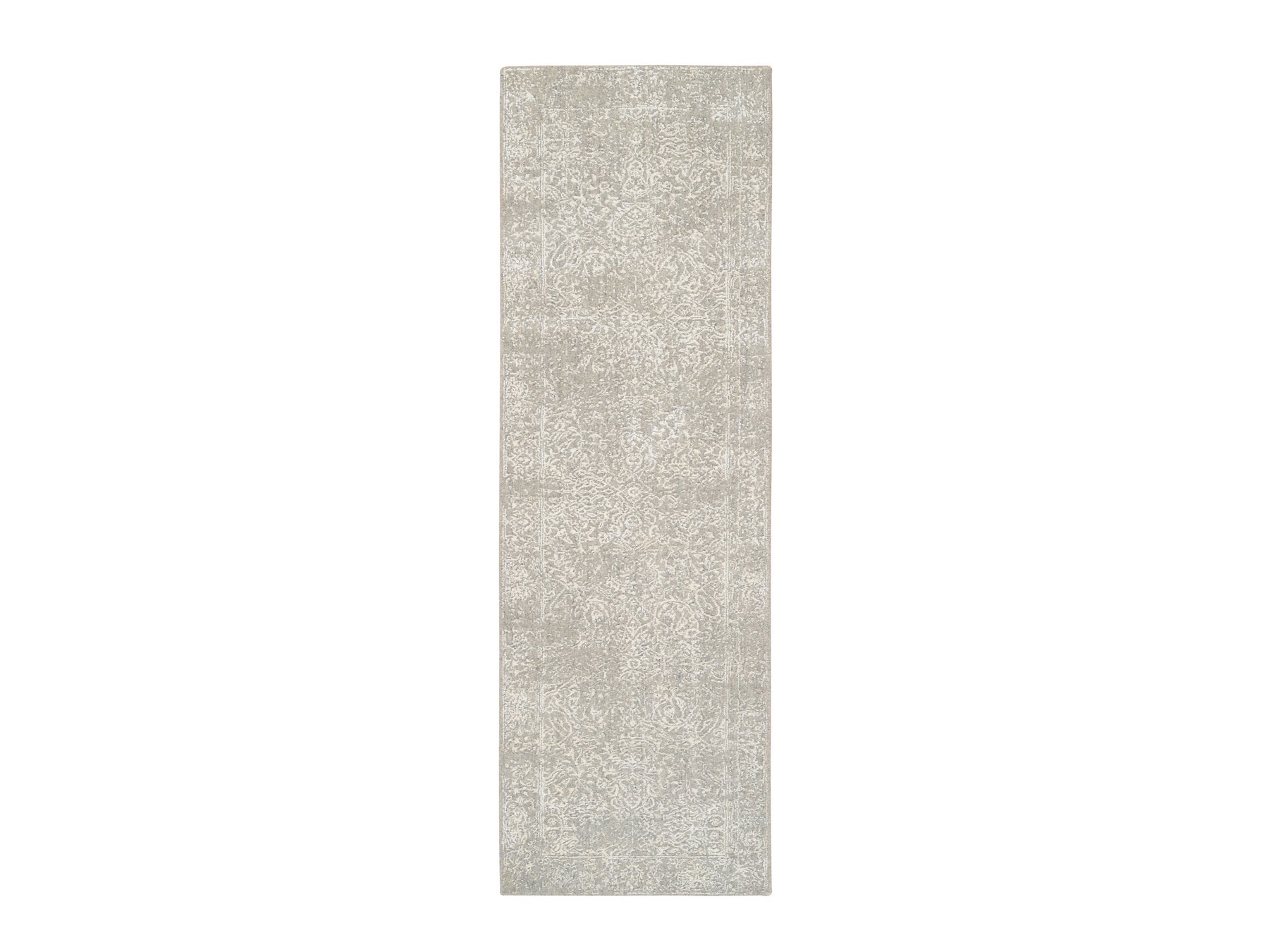 Modern / Contemporary hand-knotted wool/art silk runner in Beige, 2'5" x 7'10" — SKU O063282