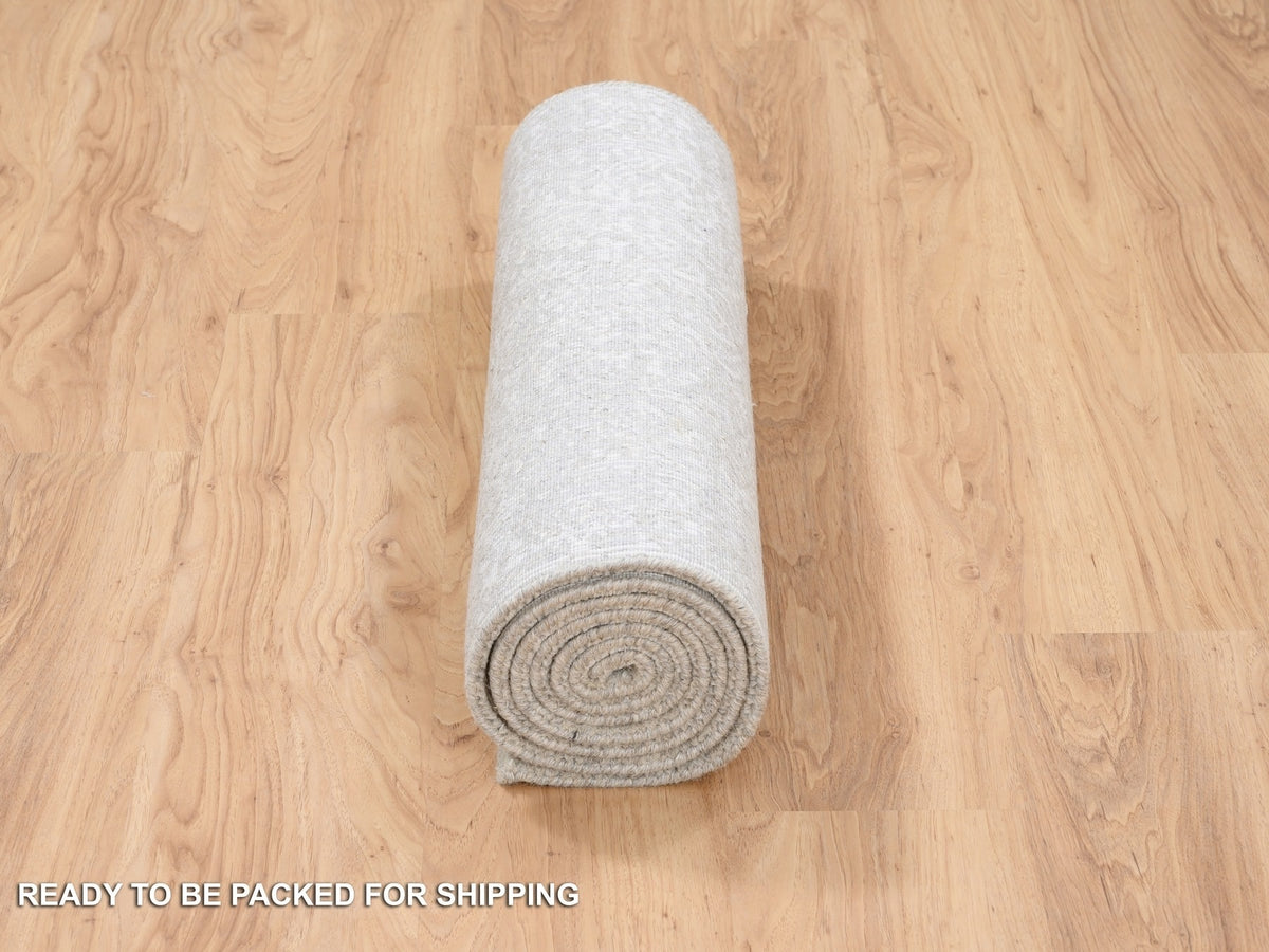 Modern / Contemporary hand-knotted wool/art silk runner in Beige, 2'5" x 7'10" — SKU O063282 (view 6)