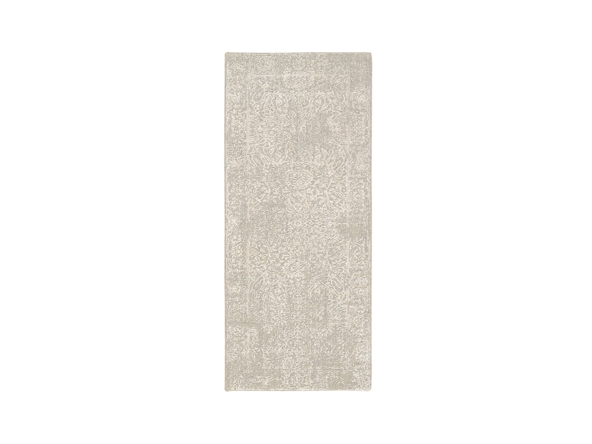 Modern / Contemporary hand-knotted wool/art silk runner in Beige, 2'5" x 6' — SKU O063283