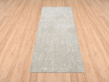 Modern / Contemporary hand-knotted wool/art silk runner in Beige, 2'5" x 6' — SKU O063283 (view 2)