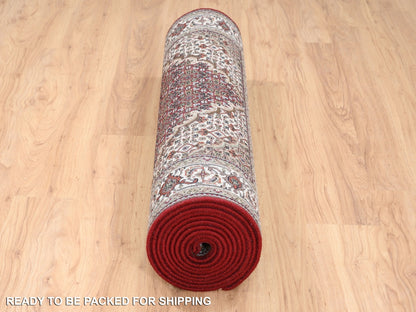 Red 4'1" x 16'0" Traditional Hand knotted Wool Rug - Sku: O063290
