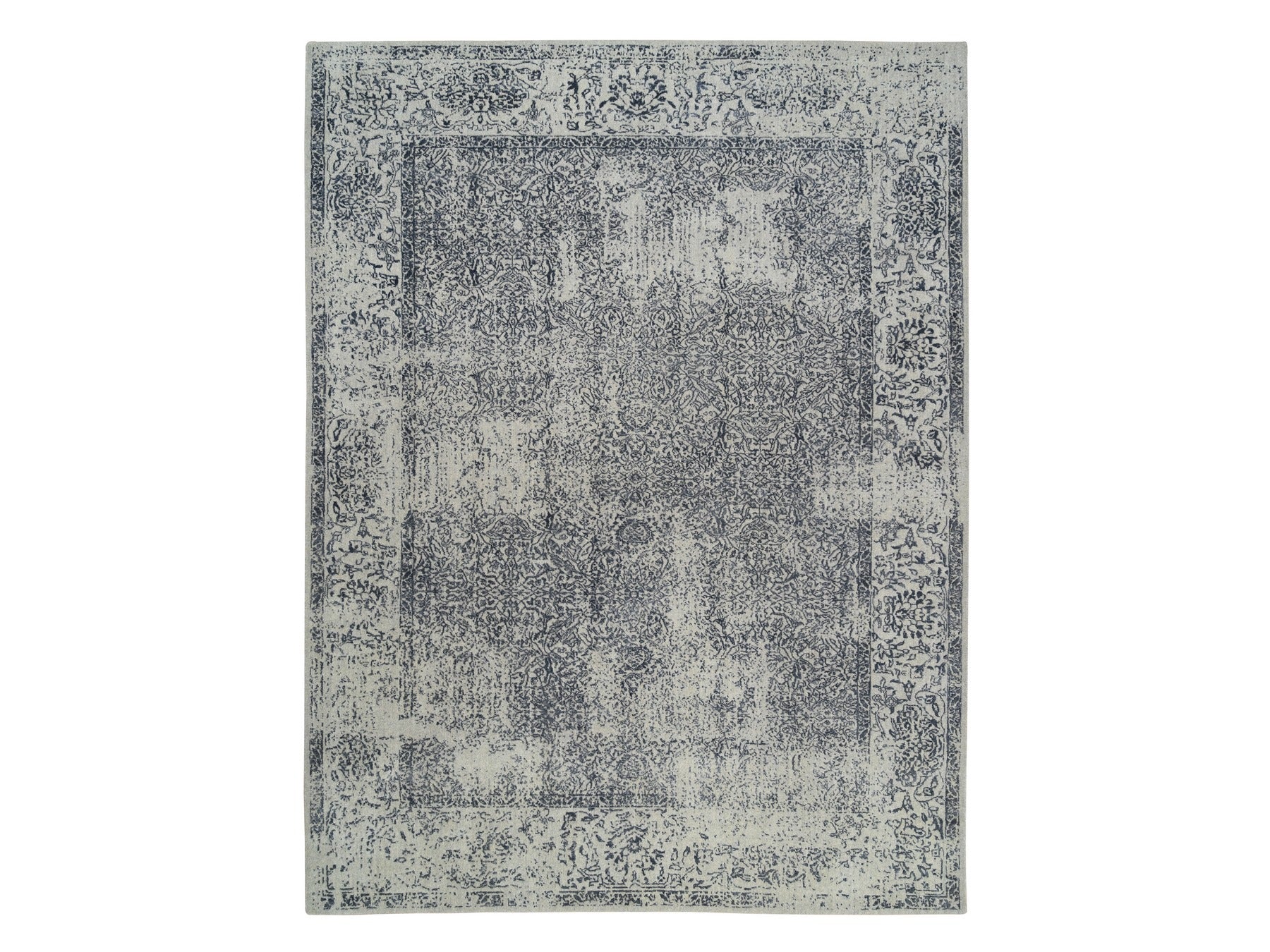 Modern / Contemporary hand-knotted wool/art silk rug in Gray, 9' x 12' — SKU O063297
