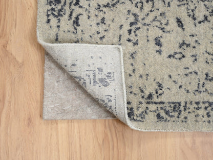 Grey 9'0" x 12'0" Modern / Contemporary Handloom Wool/Silk Rug - Sku: O063297