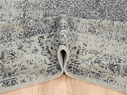 Grey 9'0" x 12'0" Modern / Contemporary Handloom Wool/Silk Rug - Sku: O063297