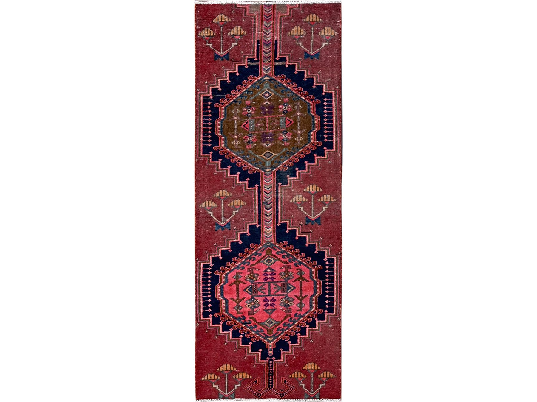 Vintage hand-knotted wool runner in Red, 2'4" x 6'5" — SKU O0632