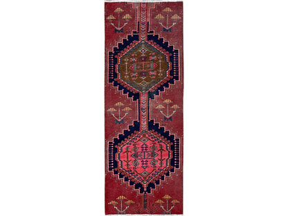 Vintage hand-knotted wool runner in Red, 2'4" x 6'5" — SKU O0632