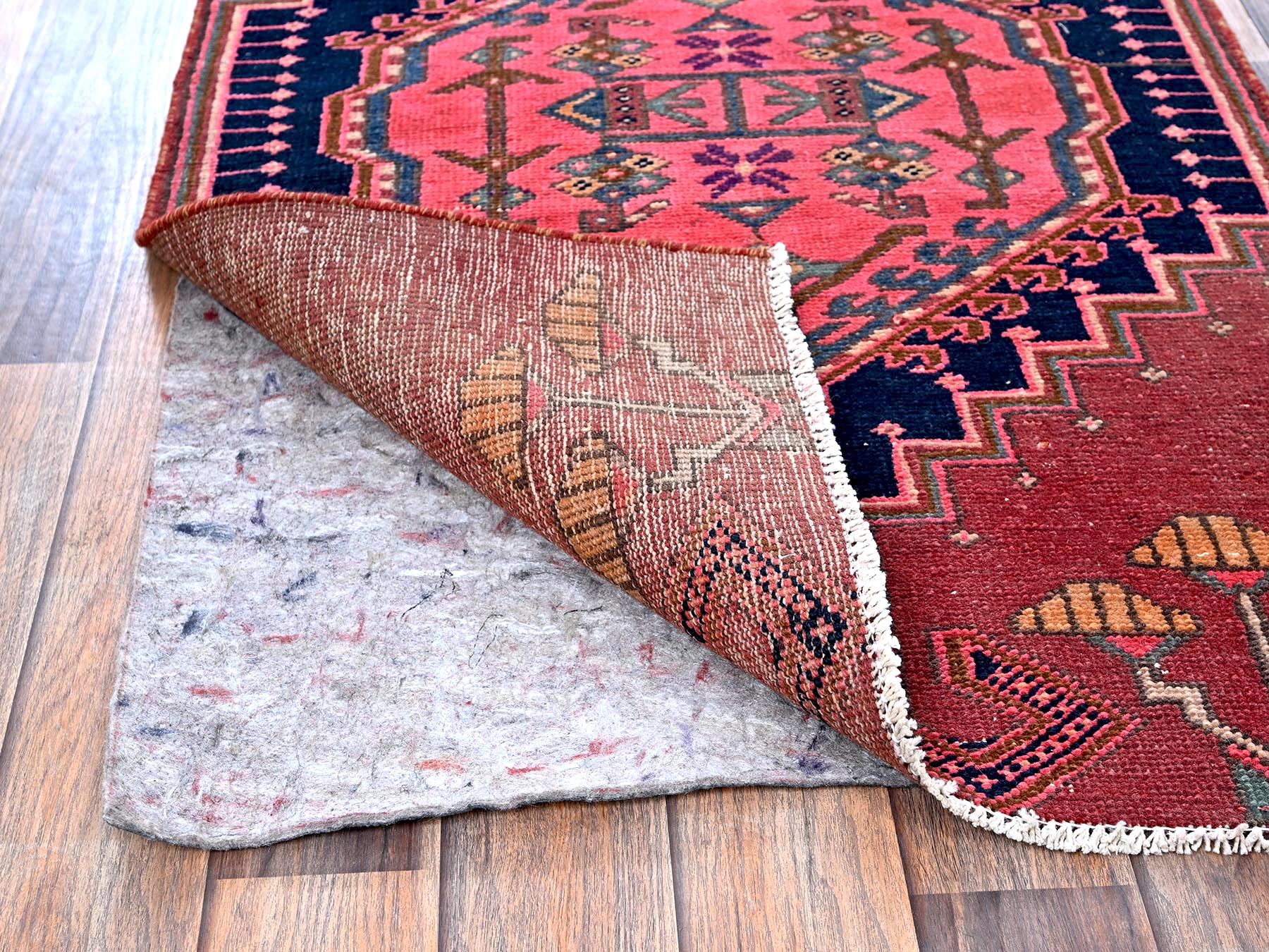 Vintage hand-knotted wool runner in Red, 2'4" x 6'5" — SKU O0632 (view 3)
