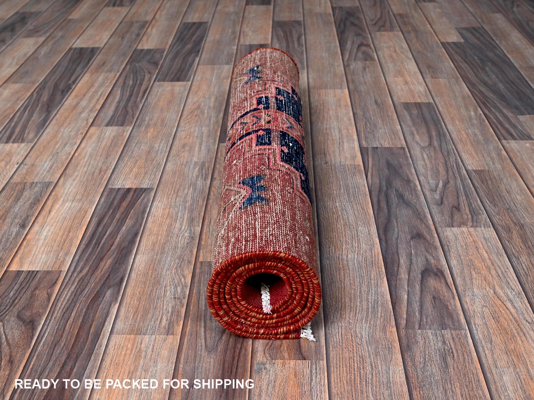 Vintage hand-knotted wool runner in Red, 2'4" x 6'5" — SKU O0632 (view 5)