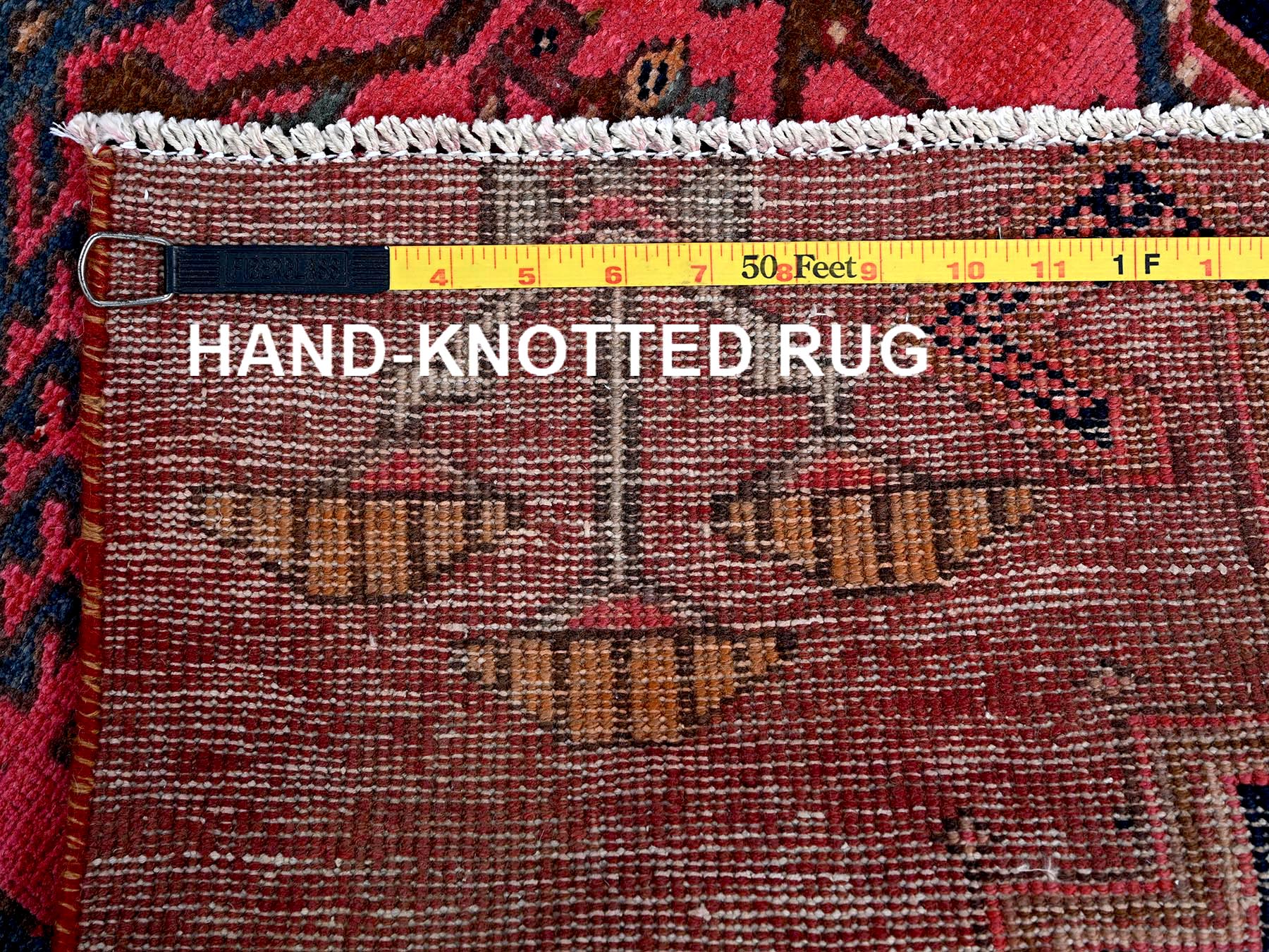 Vintage hand-knotted wool runner in Red, 2'4" x 6'5" — SKU O0632 (view 7)