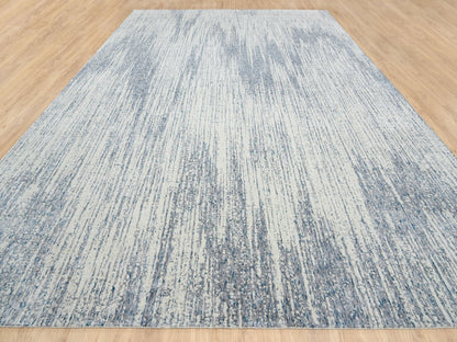 Grey 12'0" x 18'0" Modern / Contemporary Handloom Wool/Silk Rug - Sku: O063302
