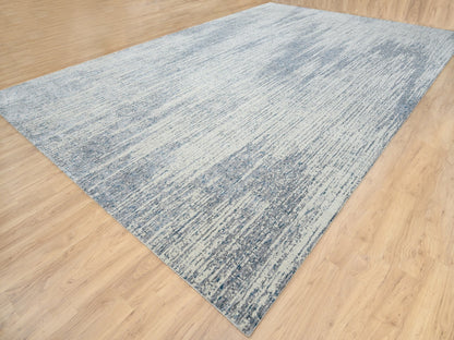 Grey 12'0" x 18'0" Modern / Contemporary Handloom Wool/Silk Rug - Sku: O063302