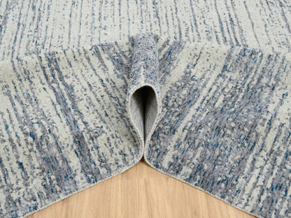 Grey 12'0" x 18'0" Modern / Contemporary Handloom Wool/Silk Rug - Sku: O063302