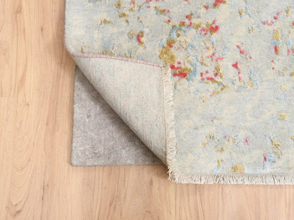 Pink 12'1" x 15'0" Modern / Contemporary Hand knotted Wool/Silk Rug - Sku: O063304