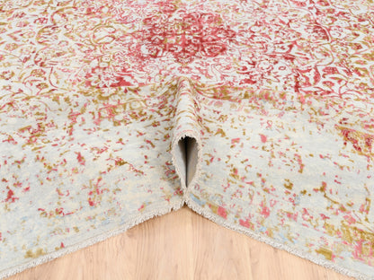 Pink 12'1" x 15'0" Modern / Contemporary Hand knotted Wool/Silk Rug - Sku: O063304