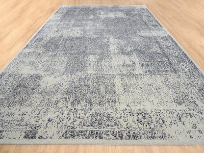 Grey 12'0" x 18'2" Modern / Contemporary Handloom Wool/Silk Rug - Sku: O063305