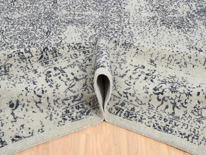 Grey 12'0" x 18'2" Modern / Contemporary Handloom Wool/Silk Rug - Sku: O063305