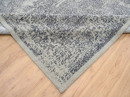 Grey 12'0" x 18'2" Modern / Contemporary Handloom Wool/Silk Rug - Sku: O063305