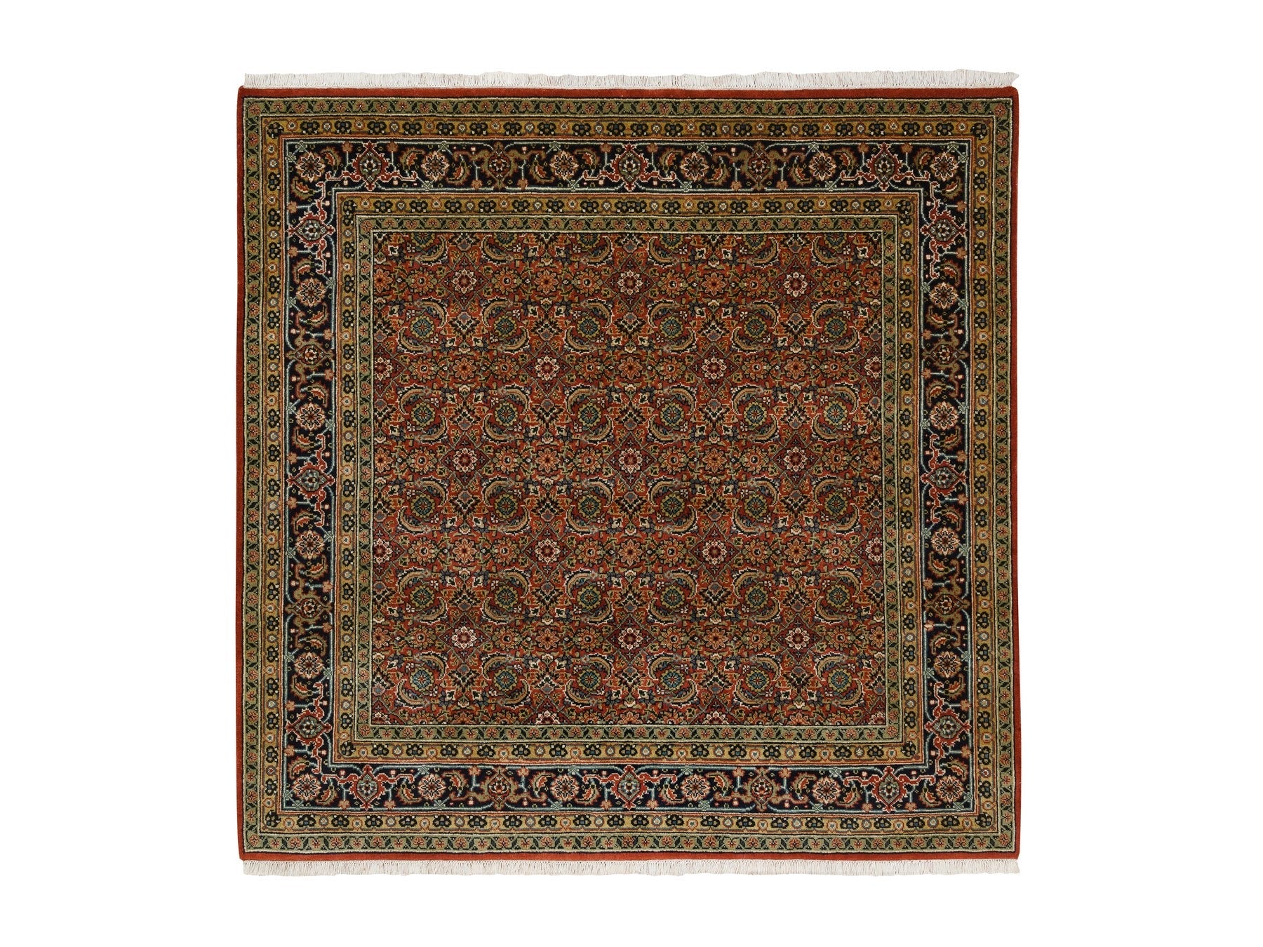 Herati Fine Oriental hand-knotted wool rug in Red & Midnight Blue, 6'1" x 6'1" — SKU O063319