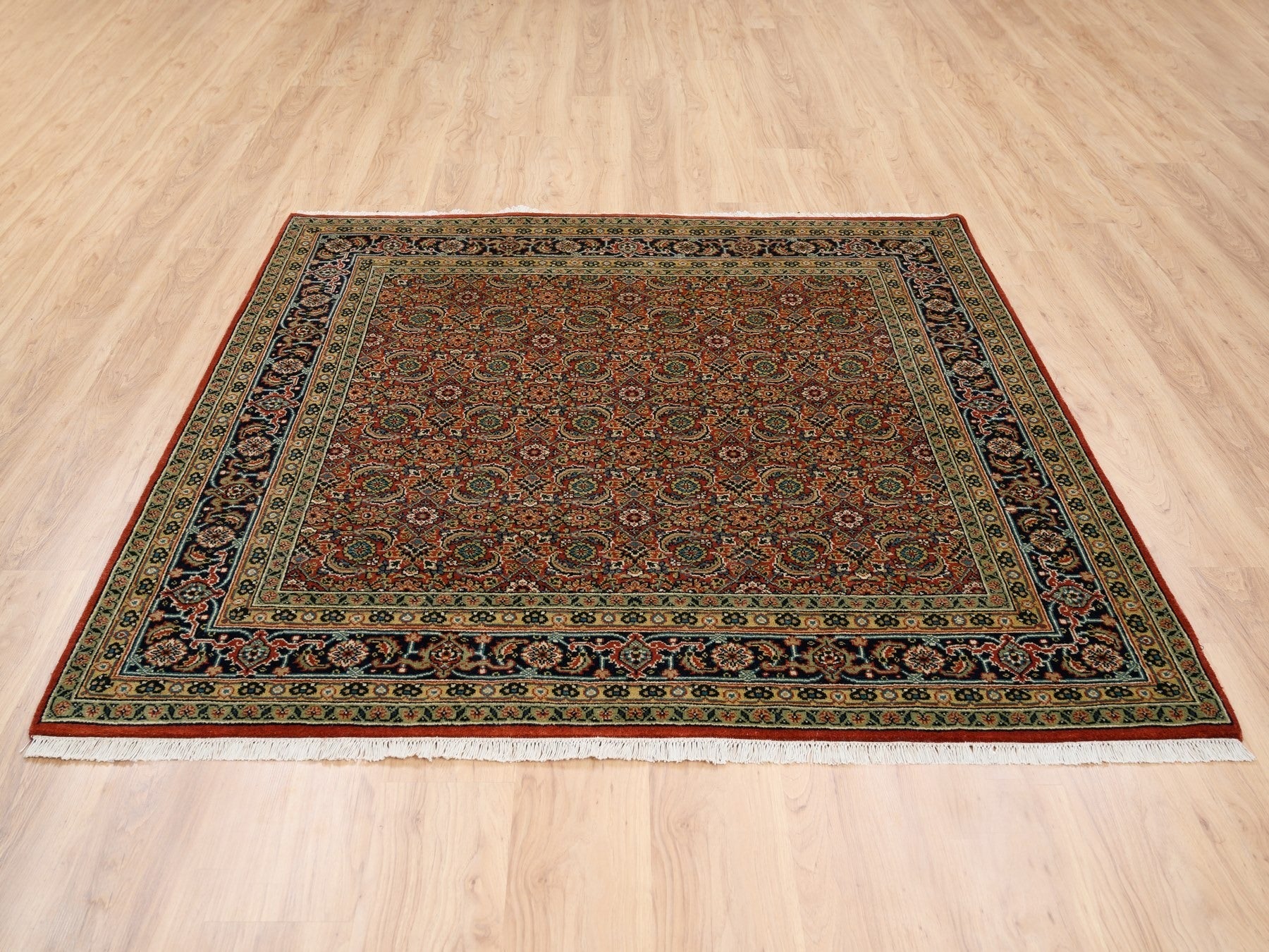Herati Fine Oriental hand-knotted wool rug in Red & Midnight Blue, 6'1" x 6'1" — SKU O063319 (view 2)