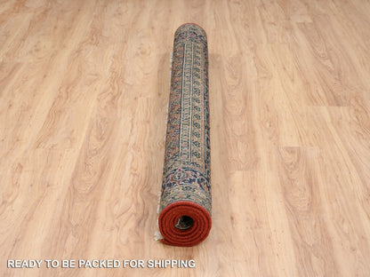 Red 6'1" x 6'1" Traditional Hand knotted Wool Rug - Sku: O063319