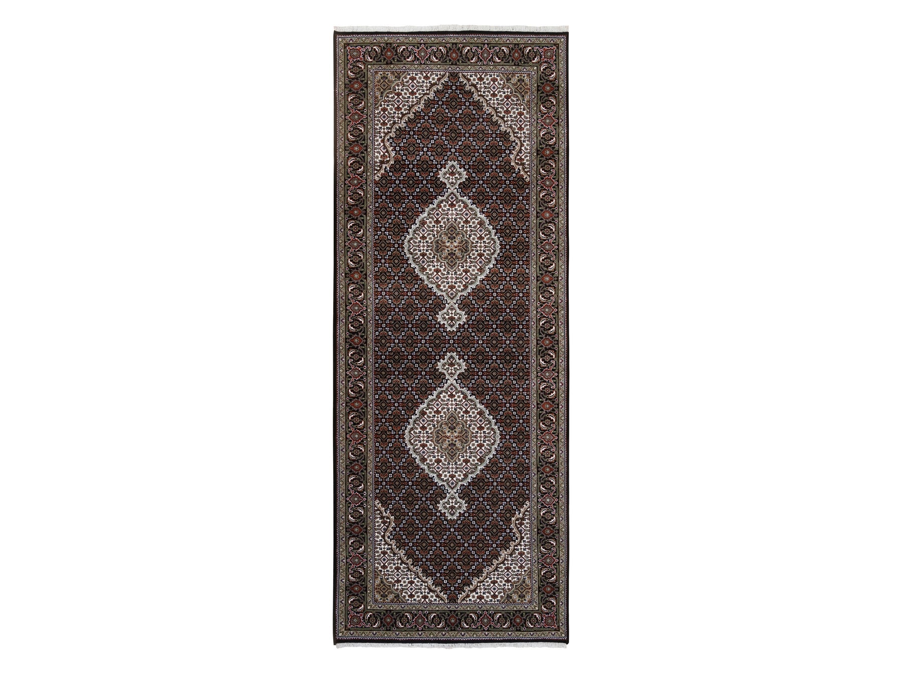 Tabriz Fine Oriental hand-knotted wool runner in Black, 3'10" x 10'4" — SKU O063320