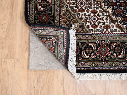 Tabriz Fine Oriental hand-knotted wool runner in Black, 3'10" x 10'4" — SKU O063320 (view 3)