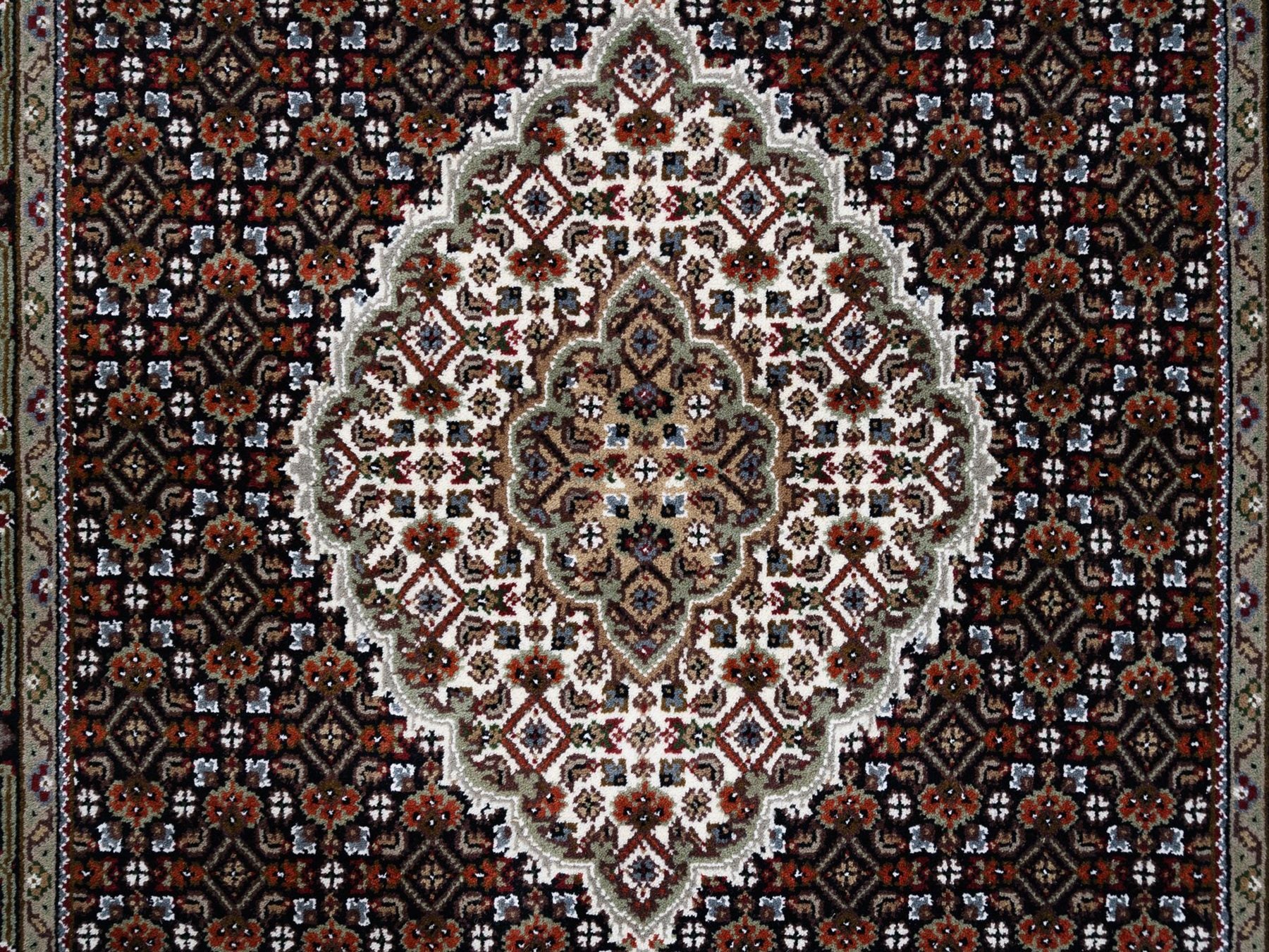 Tabriz Fine Oriental hand-knotted wool runner in Black, 3'10" x 10'4" — SKU O063320 (view 5)