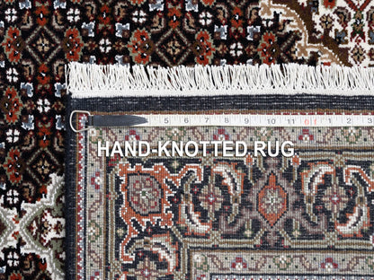 Tabriz Fine Oriental hand-knotted wool runner in Black, 3'10" x 10'4" — SKU O063320 (view 8)