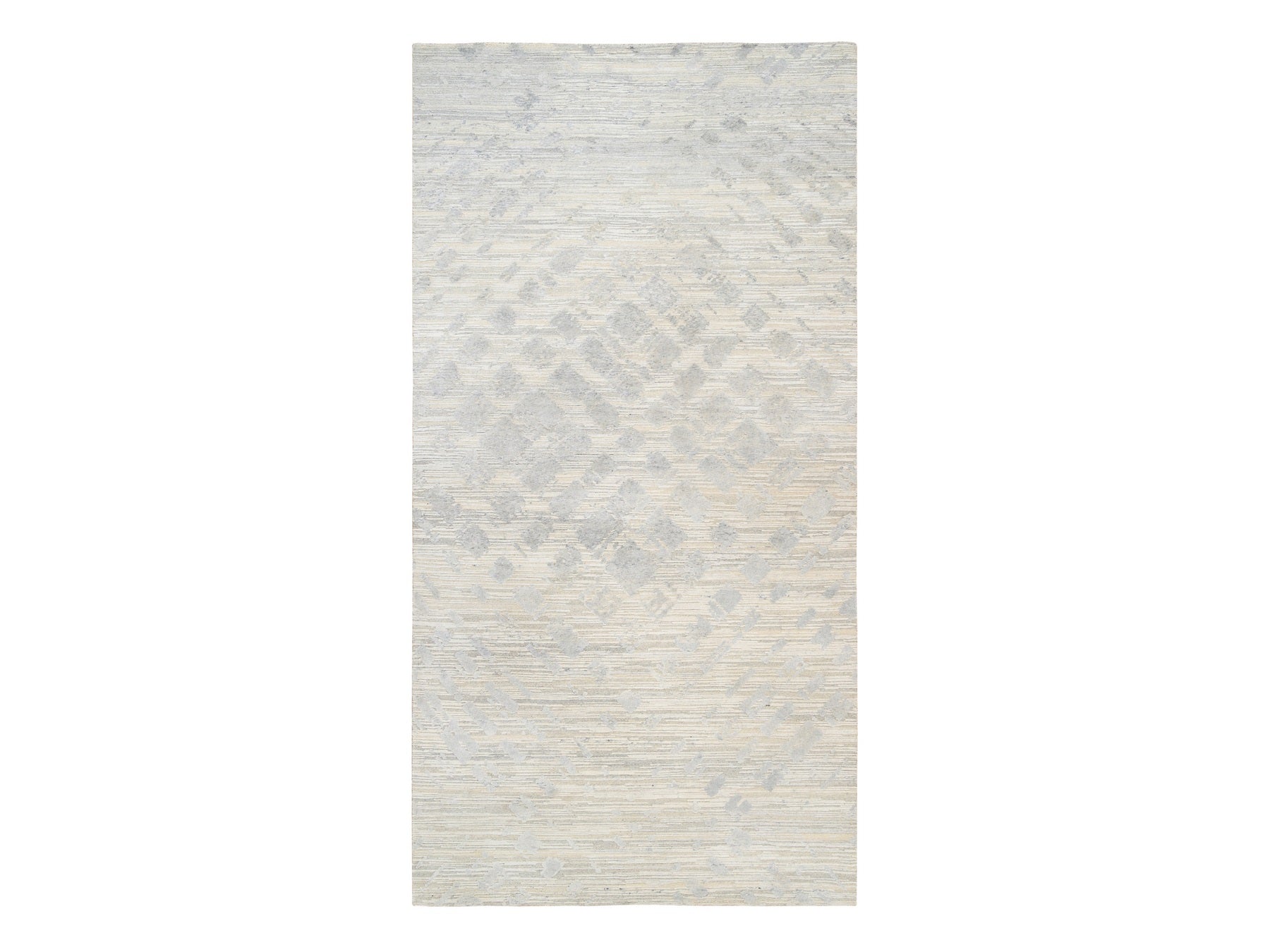 Gray 6'1" x 11'10" Modern / Contemporary Hand knotted Wool Rug - Sku: O063371