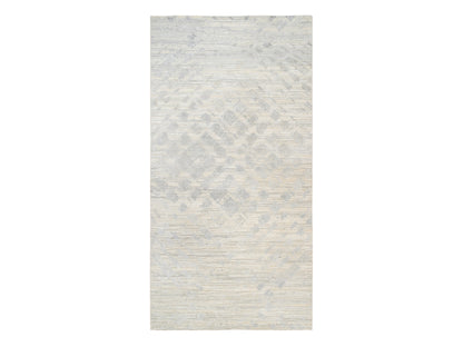 Grey 6'1" x 11'10" Modern / Contemporary Hand knotted Wool Rug - Sku: O063371