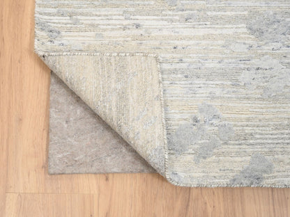 Grey 6'1" x 11'10" Modern / Contemporary Hand knotted Wool Rug - Sku: O063371