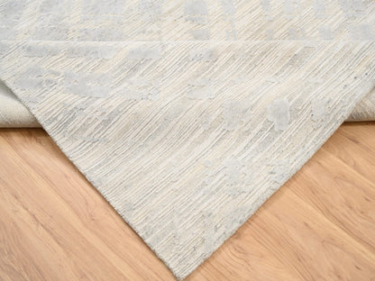 Grey 6'1" x 11'10" Modern / Contemporary Hand knotted Wool Rug - Sku: O063371