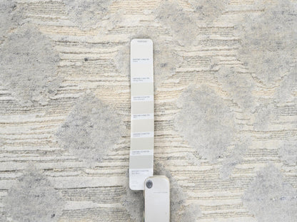 Grey 6'1" x 11'10" Modern / Contemporary Hand knotted Wool Rug - Sku: O063371