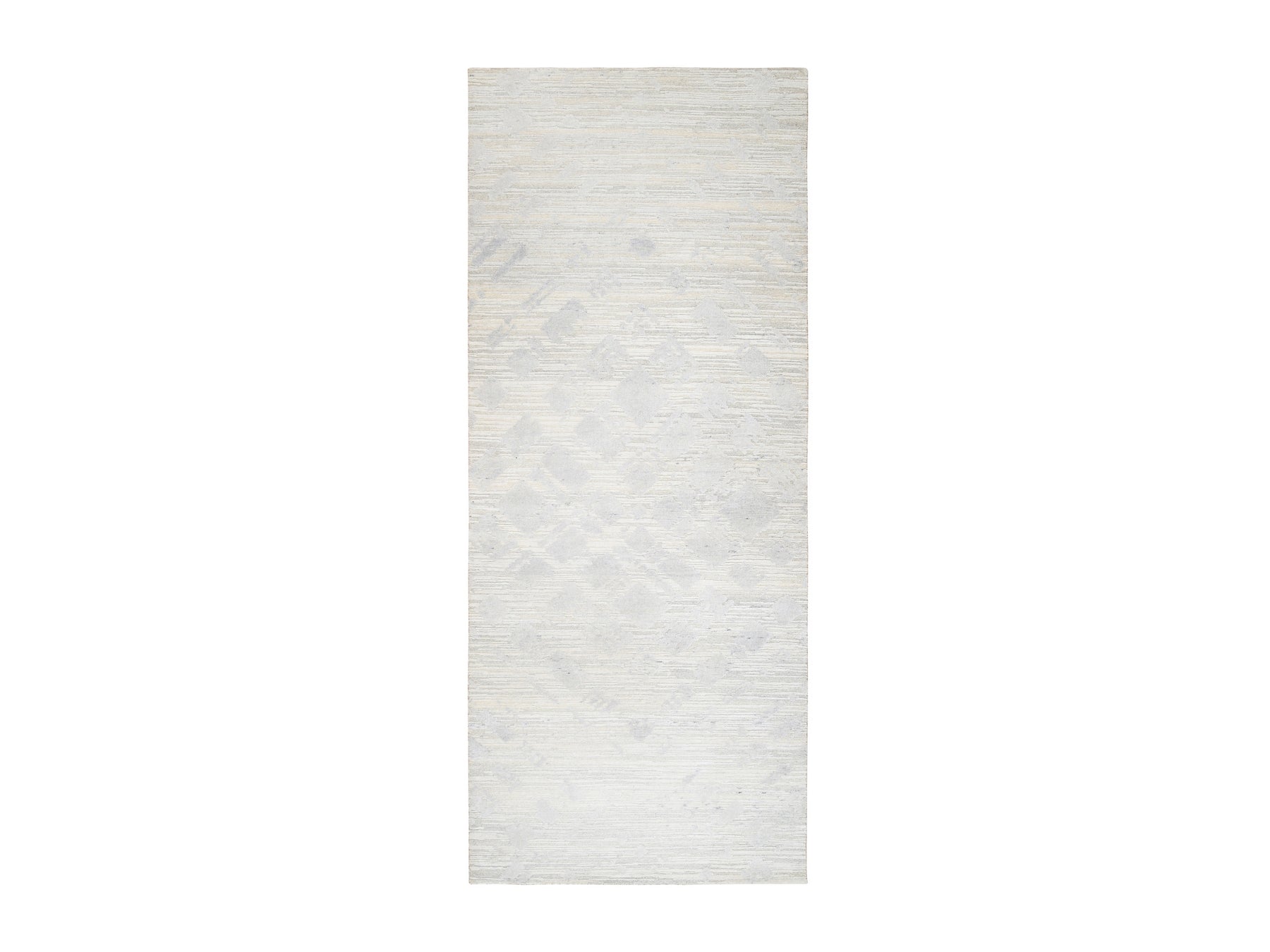 Gray 4'1" x 10'1" Modern / Contemporary Hand knotted Wool Rug - Sku: O063377