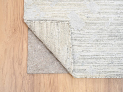 Grey 4'1" x 10'1" Modern / Contemporary Hand knotted Wool Rug - Sku: O063377