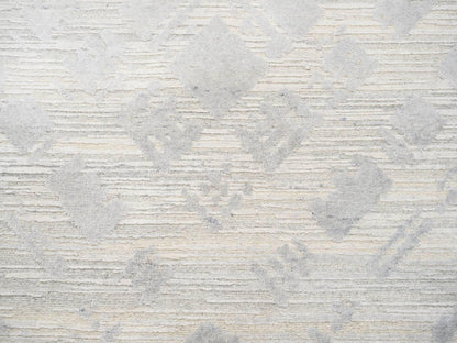 Grey 4'1" x 10'1" Modern / Contemporary Hand knotted Wool Rug - Sku: O063377