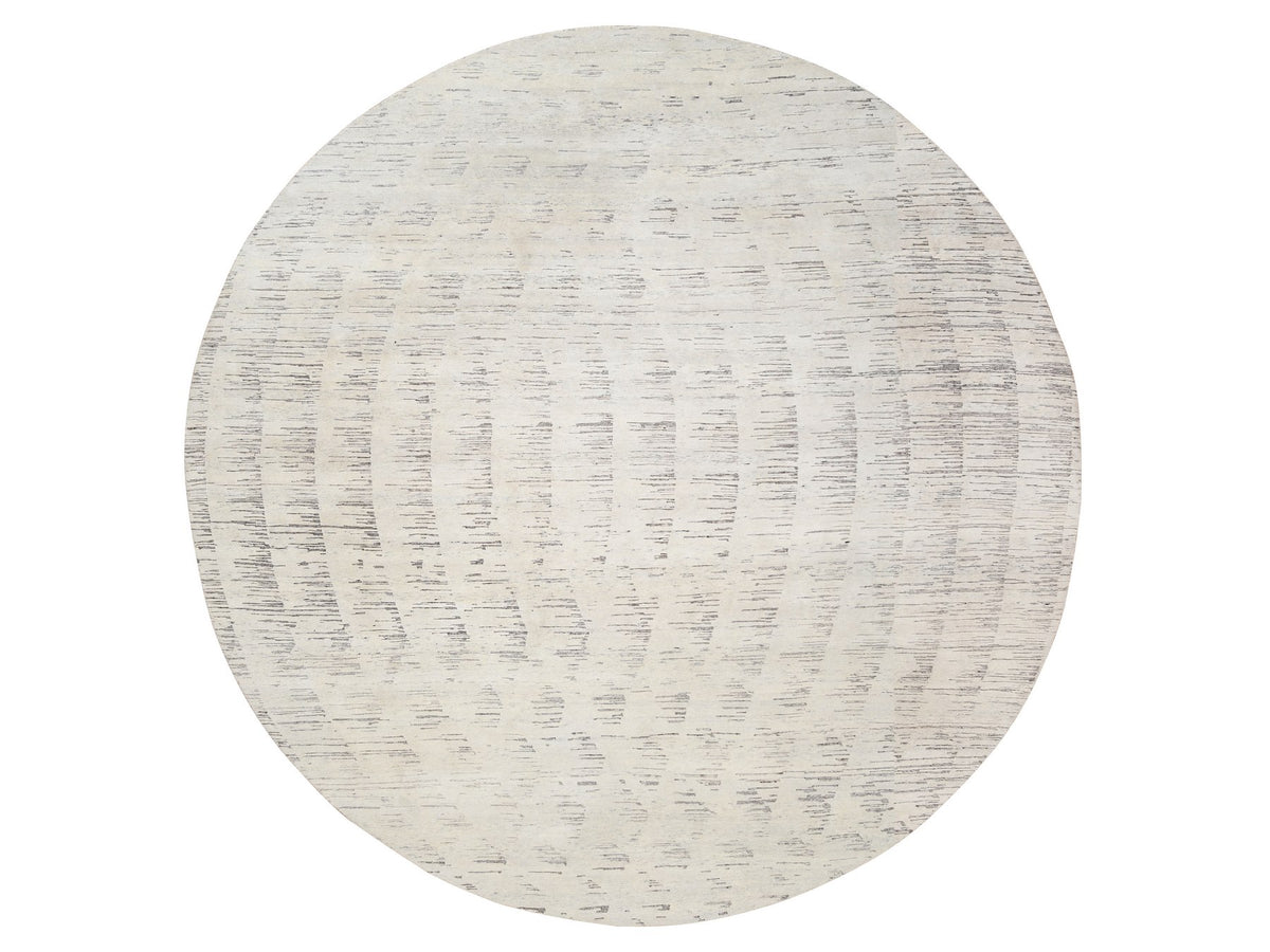 Modern / Contemporary hand-knotted wool rug in Ivory, 11'9" x 11'9" — SKU O063379