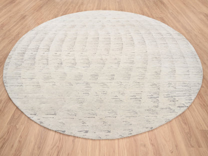 Ivory 11'9" x 11'9" Modern and Contemporary Hand knotted Wool Rug - Sku: O063379