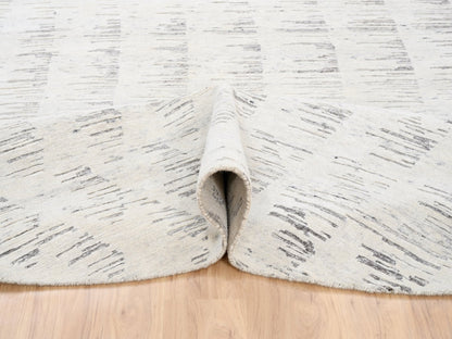 Ivory 11'9" x 11'9" Modern and Contemporary Hand knotted Wool Rug - Sku: O063379