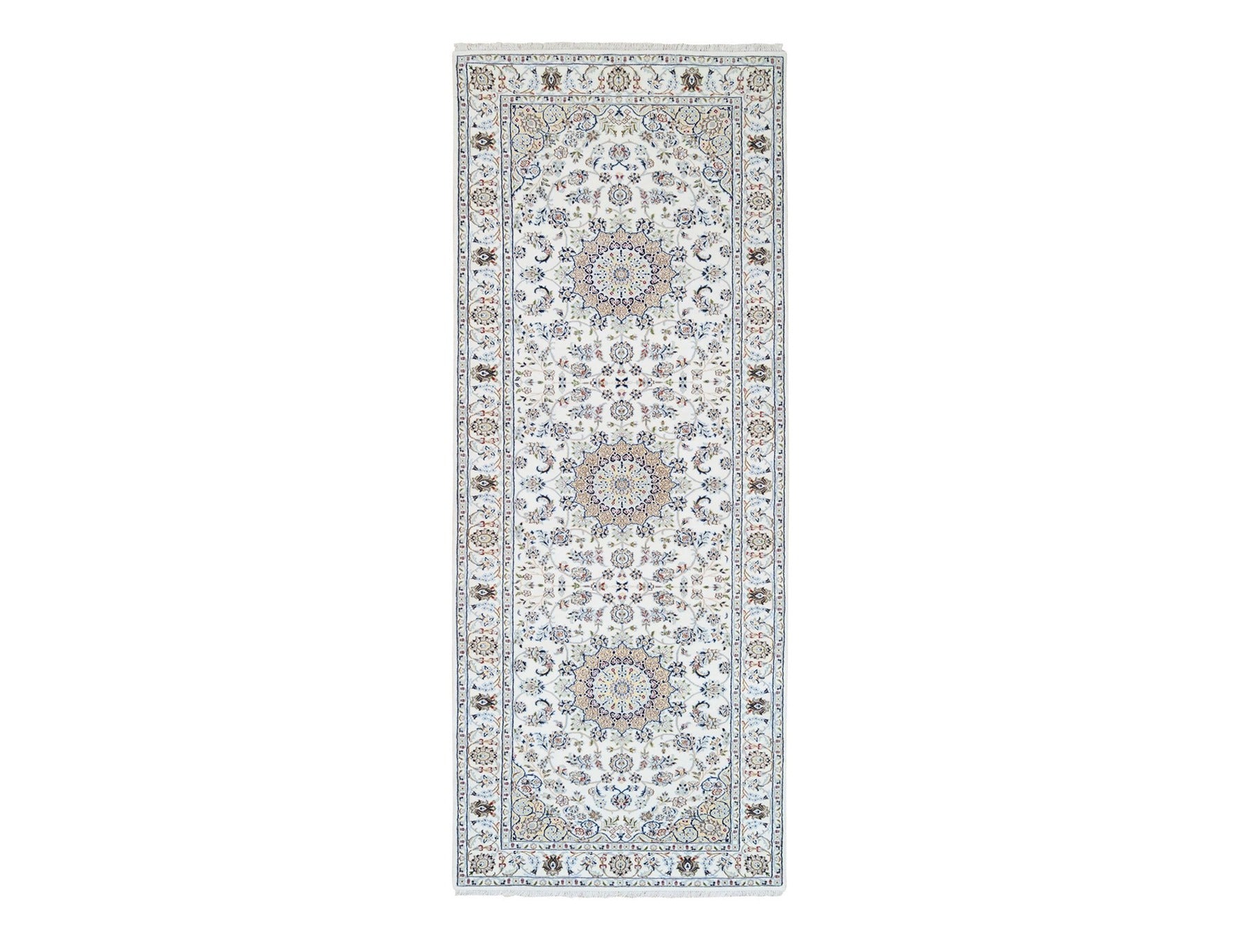 Ivory 4'1" x 12'0" Traditional Hand knotted Wool Rug - Sku: O063399