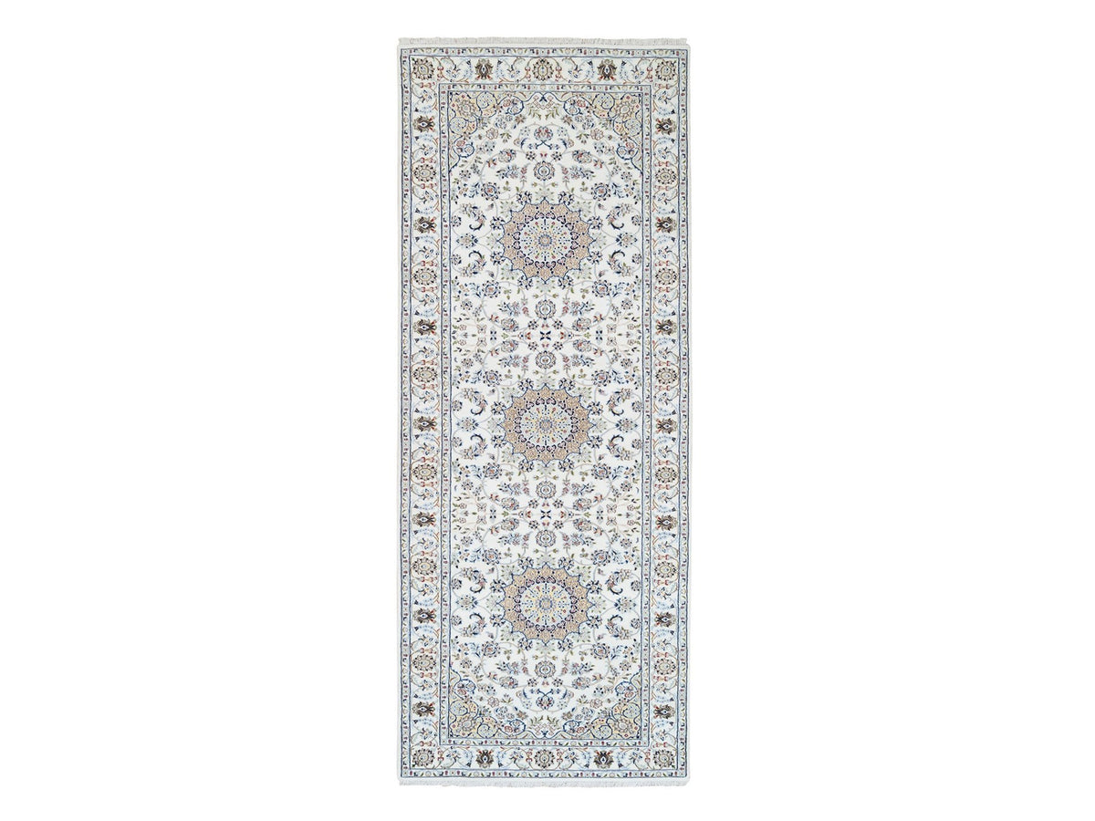 Nain Fine Oriental hand-knotted wool runner in Ivory, 4'1" x 12' — SKU O063399