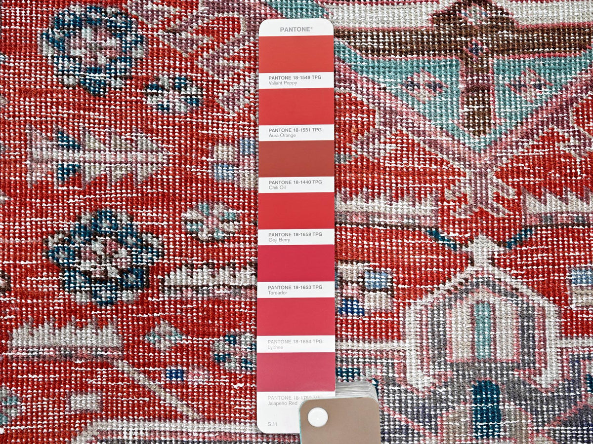 Vintage hand-knotted wool runner in Red, 2'7" x 9'3" — SKU O0633 (view 4)