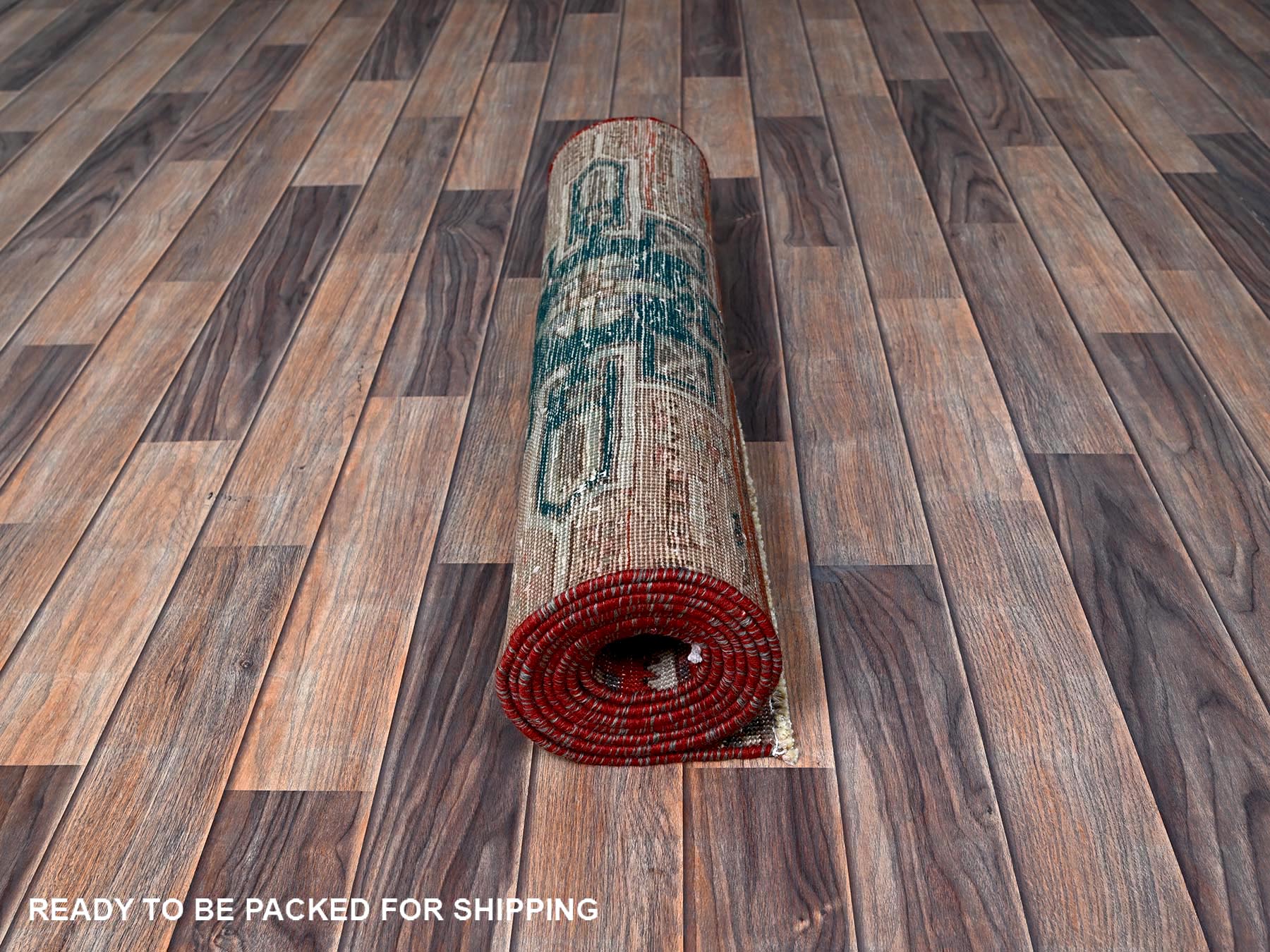 Vintage hand-knotted wool runner in Red, 2'7" x 9'3" — SKU O0633 (view 5)
