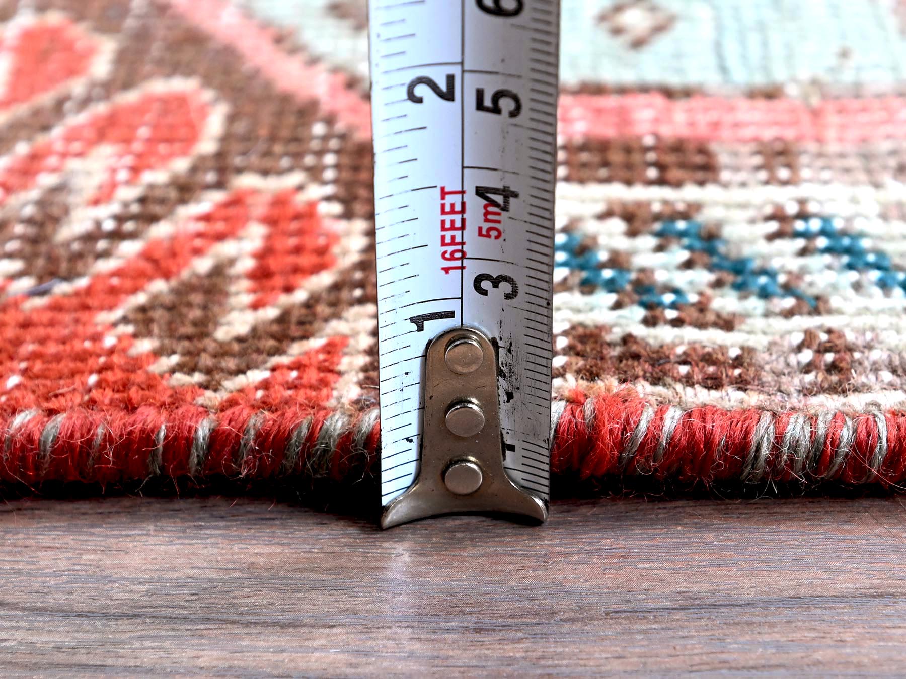 Vintage hand-knotted wool runner in Red, 2'7" x 9'3" — SKU O0633 (view 6)