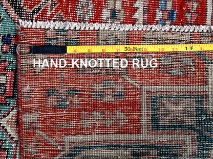 Vintage hand-knotted wool runner in Red, 2'7" x 9'3" — SKU O0633 (view 7)