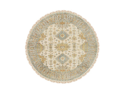 Heriz hand-knotted wool rug in Ivory, 6' x 6'1" — SKU O063419