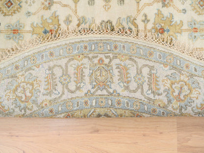 Ivory 6'1" x 6'0" Heriz Hand knotted Wool Rug - Sku: O063419