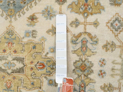 Ivory 6'1" x 6'0" Heriz Hand knotted Wool Rug - Sku: O063419