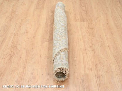 Ivory 6'1" x 6'0" Heriz Hand knotted Wool Rug - Sku: O063419