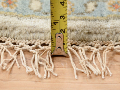 Ivory 6'1" x 6'0" Heriz Hand knotted Wool Rug - Sku: O063419